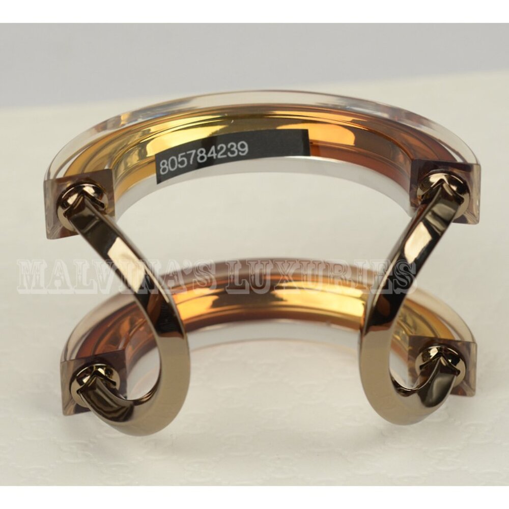 GUCCI BRACELET ORANGE RESIN & METAL CUFF SIGNATURE LOGO sz 17 - Picture 5 of 8